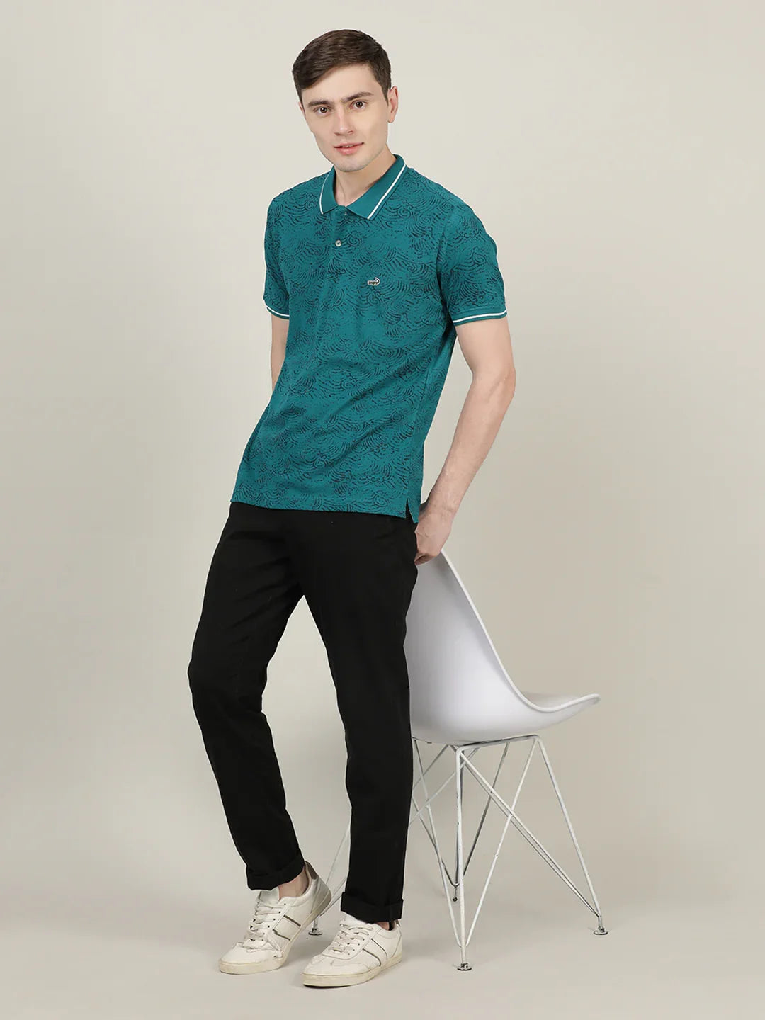 Crocodile Men Teal Casual T-Shirt