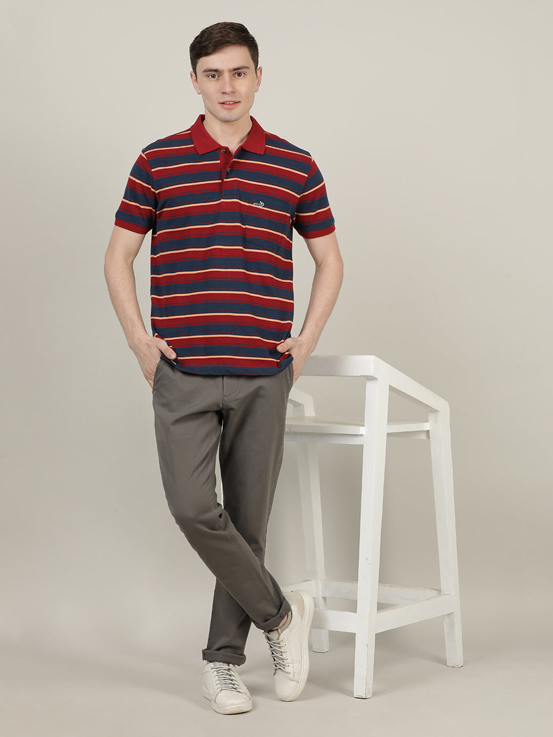 Crocodile Men Polo Collar Slim Fit T-Shirt