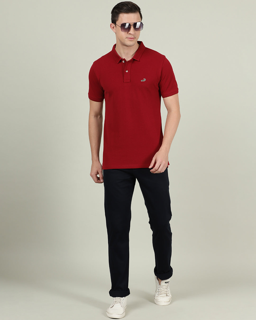 Men's Half Sleeve Slim Fit Solid T-Shirt - Brick Red