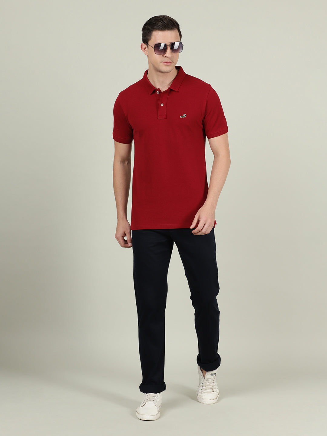 Men's Half Sleeve Slim Fit Solid T-Shirt - Brick Red