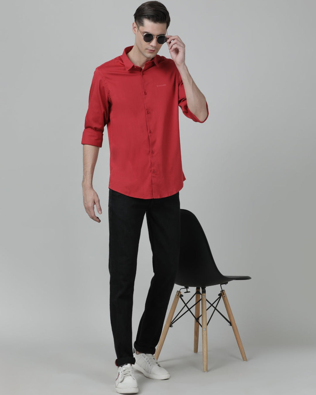 Casual Solid Slim Fit Full Sleeve Tanky Tomato Shirt with Collar