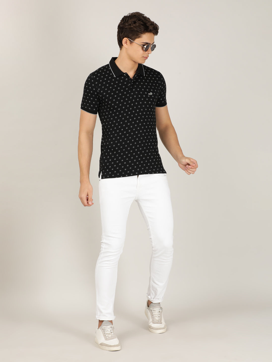 Crocodile Black Slim fit Cotton T-Shirt