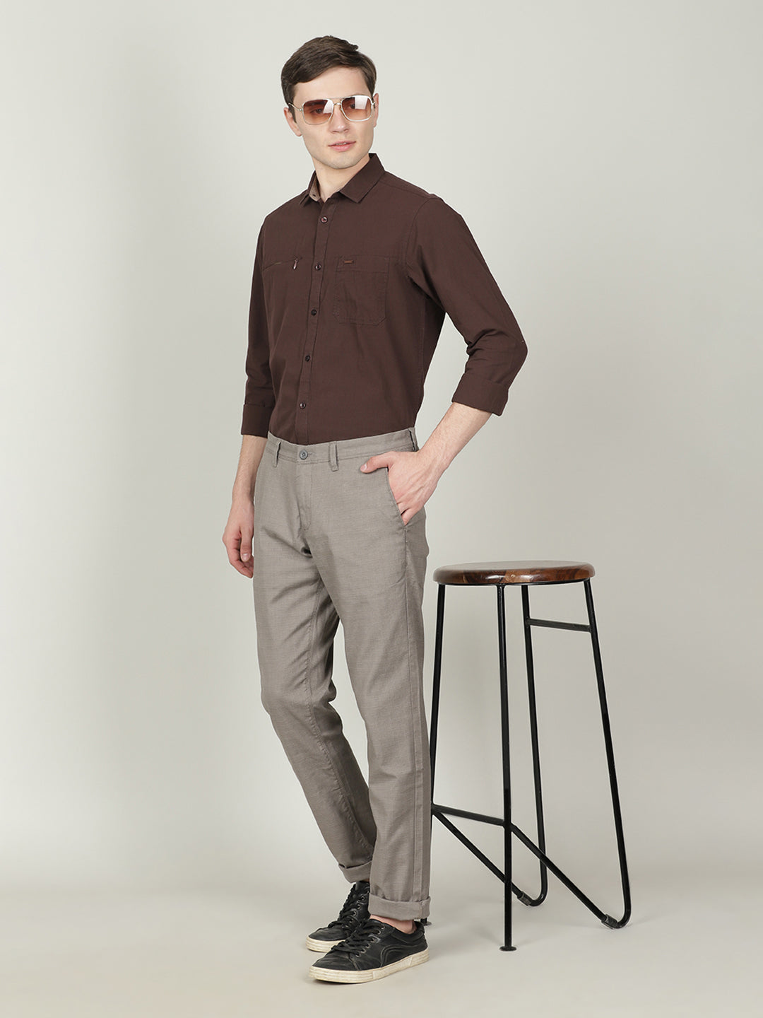 Crocodile Grey Trim Fit Trouser