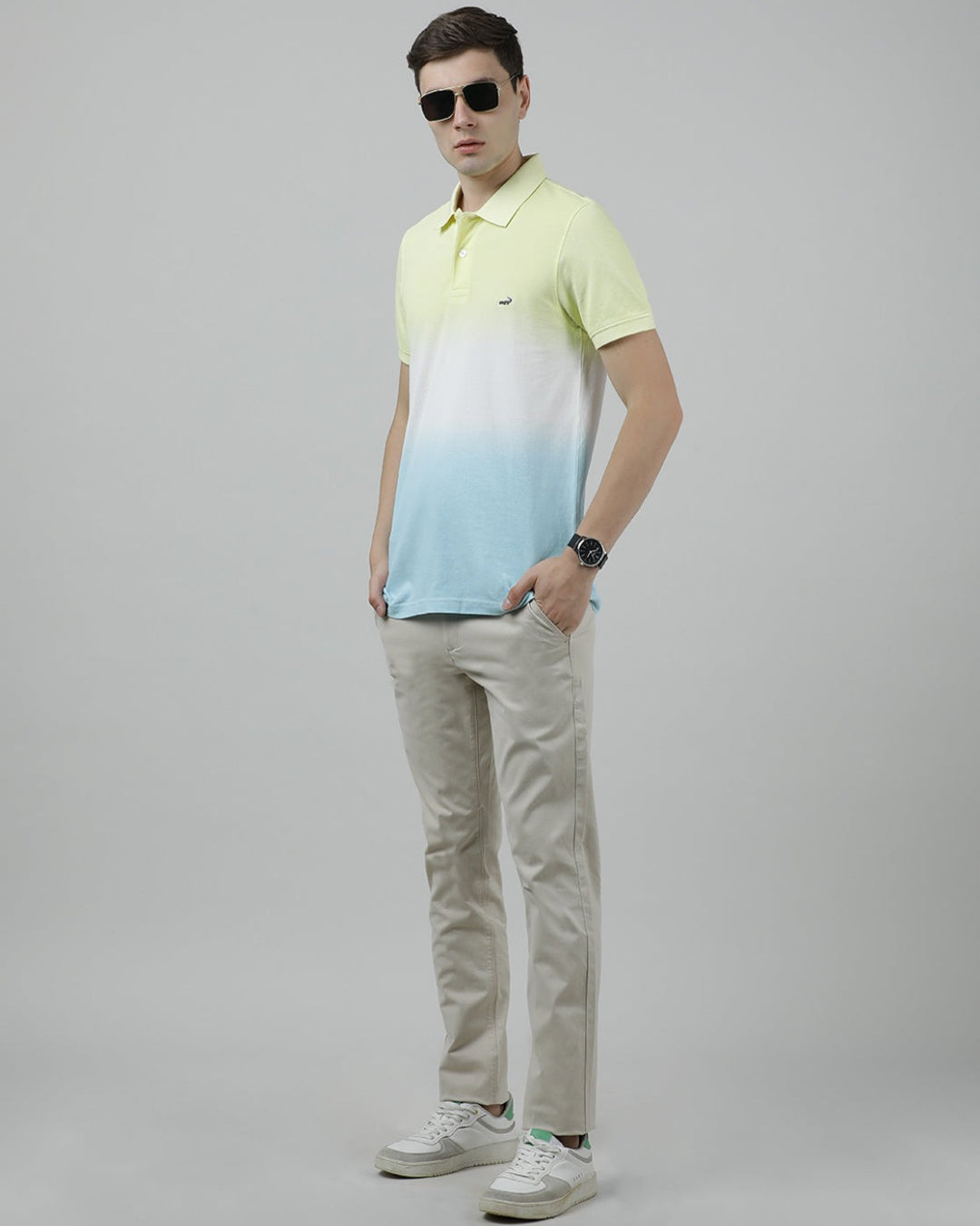 Crocodile Casual Yellow T-Shirt Half Sleeve Slim Fit with Collar for Men