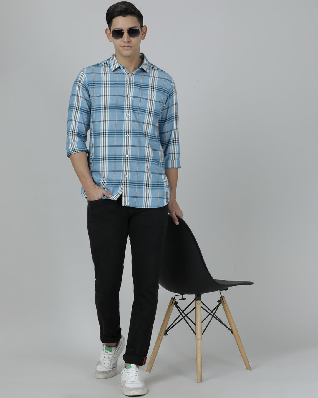Crocodile Blue Full Sleeve Casual Comfort Fit Shirt