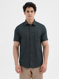 Dark Green Print AOP CottonShirt