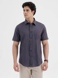 Grey Solid Cotton Shirt