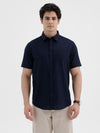 Navy Solid Cotton Shirt