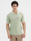 Crosshatch Texture All-Over Print Polo T-Shirt In Pistachio