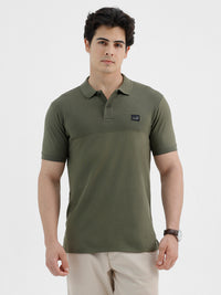 Fresh Green Cut&Sew Slim Fit Polo T-Shirts