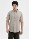 Beige Solid Cotton Shirt