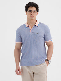 Crosshatch Texture All-Over Print Polo T-Shirt In Light Peach