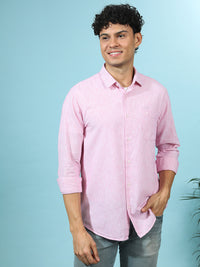 Linen Blend Stripe Shirt Pink