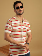 Red Half Sleeve Jacquard Polo Slim Fit T-Shirt