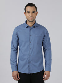 Solid Full Sleeve 100% Cotton Blue Shirt