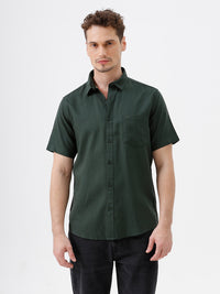 Men's Dark Green Shirts - Comfort Fit Solid