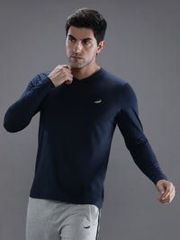 Casual Navy Solid T-Shirt