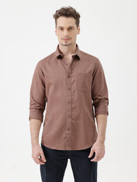 Brown Linen Blend Shirt