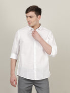 Crocodile Men Solid White Regular Fit Shirt