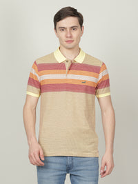 Light Yellow Striped Polo T-Shirt