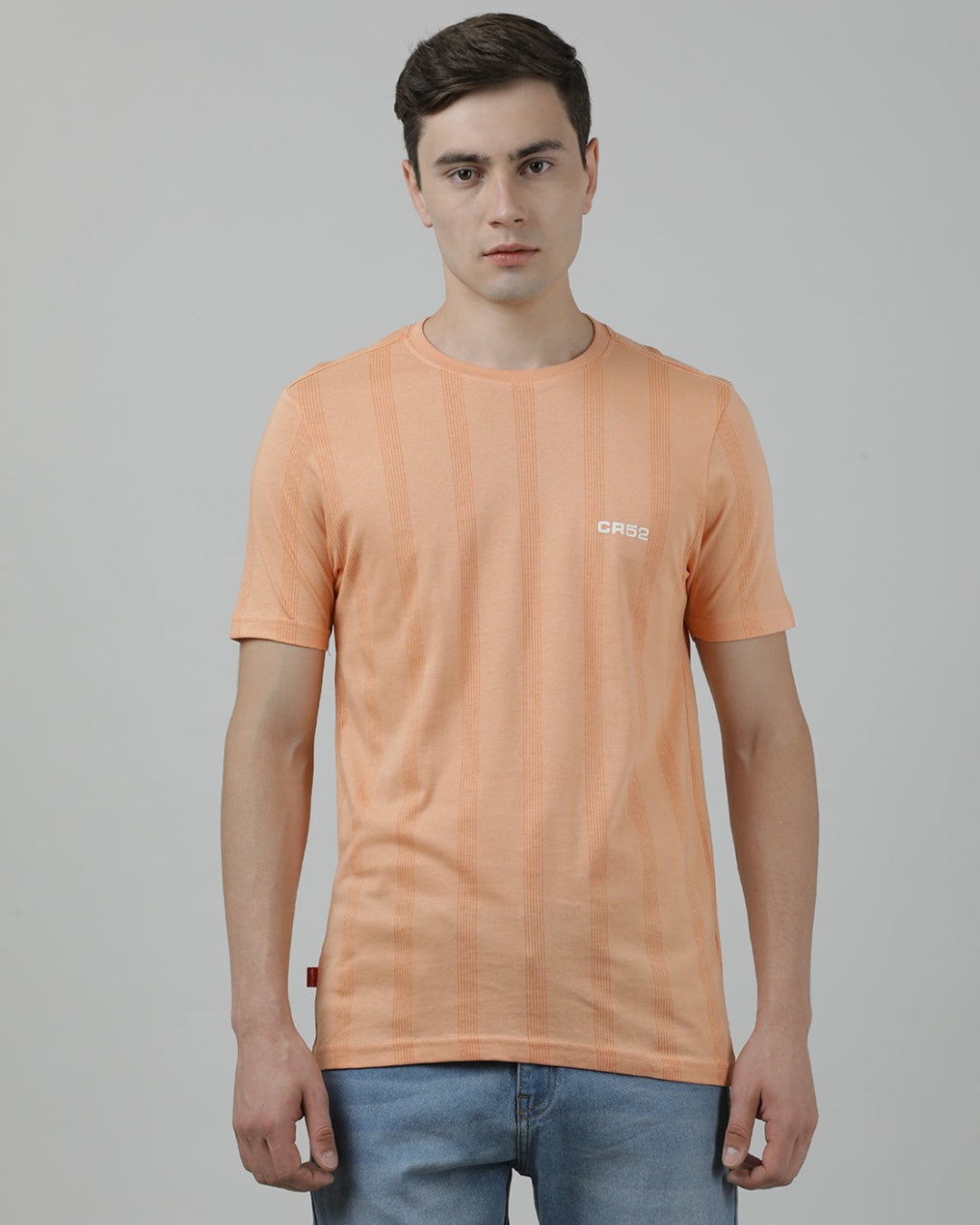 Casual Crew Neck Coral Printed T-Shirt Half Sleeve Slim Fit Jersey with Collar for Men