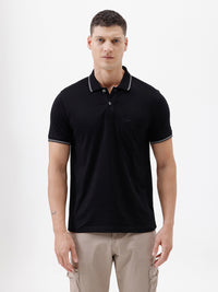 Casual Polo T-Shirt Solid Black with Pocket
