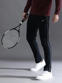 Solid Slim Fit Black Track Pant