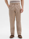 Men Khaki Comfort Fit Solid Trouser