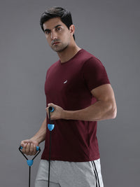 Solid Casual T-Shirt Wine Red