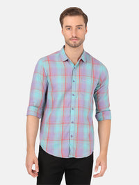 Checked Casual Full Sleeve 100% Cotton Green Shirt