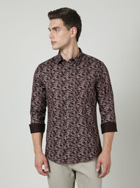 Maroon Printed Full Sleeve 100% Cotton Shirt