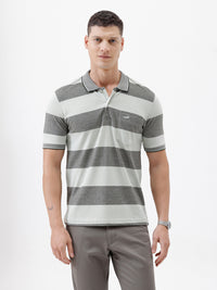 Prism Weave Stripe Polo T-Shirt In Green