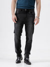 Crocodile Men's Black Cotton Blend Comfort Fit Jeans - Full Length Mid Rise Waist
