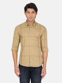 Teak Brown Checked Full Sleeve Shirt