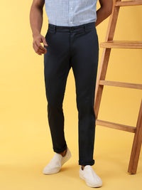 Navy Solid Casual Trouser