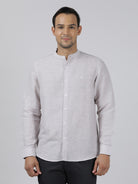 Casual Grey Full Sleeve Regular Fit Solid Shirt with Collar for Men