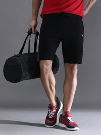 Solid Black Slim Fit Track Shorts