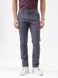 Men's Slim Fit Solid Trousers Light Navy