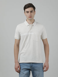Beige Melange Printed Polo T-Shirt