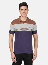 Navy Blue Colourblocked Polo T-Shirt