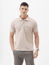 Men's Slim Fit Solid Polo T-Shirts Beige
