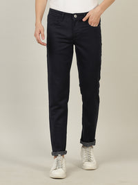 Navy Solid Mid Rise Slim Fit Jean