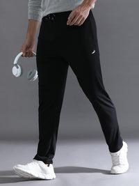 Solid Black Regular Fit Track Pant