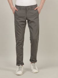 Dark Grey Solid Casual Slim Fit Trouser