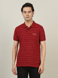 Striped Polo T-Shirt Red