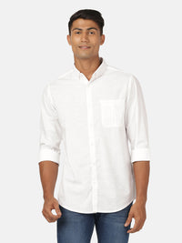 White Solid Full Sleeve Casual 100% Cotton Shirt