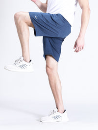 Solid Denim Melange Comfort Fit Track Shorts