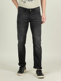 Black Solid Mid Rise Casual Slim Fit Jean