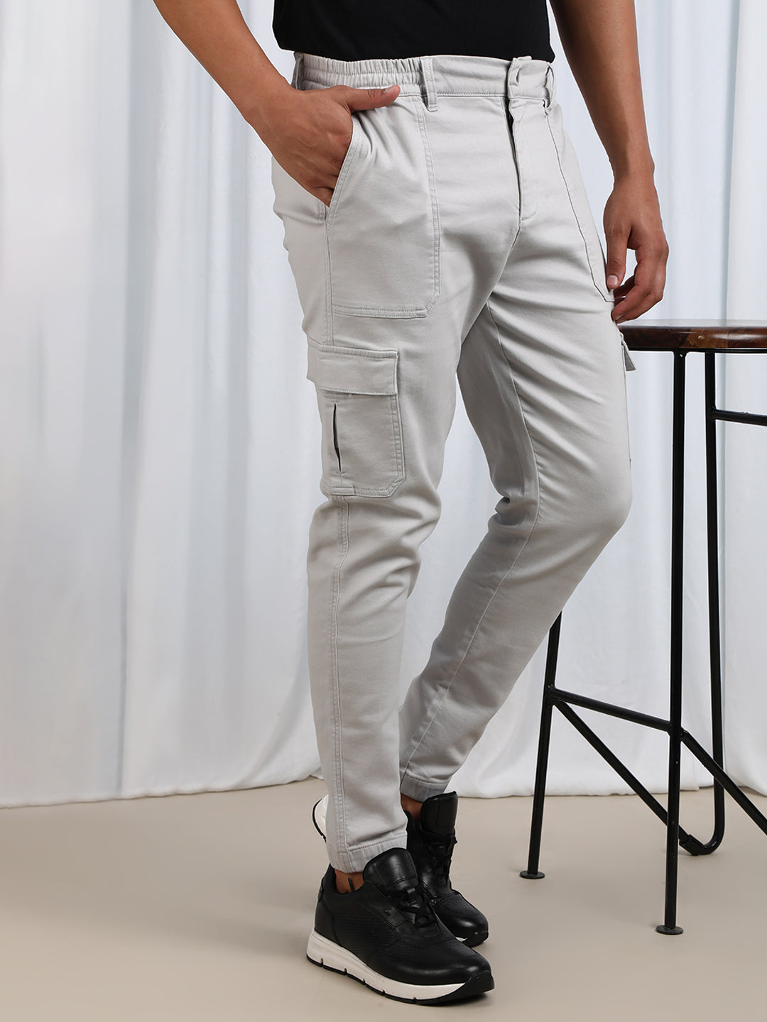 LIGHT GREY PREMIUM CARGO JOGGER IN SUPER SOFT FABRIC