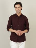 Crocodile Men Solid Maroon Casual Shirt